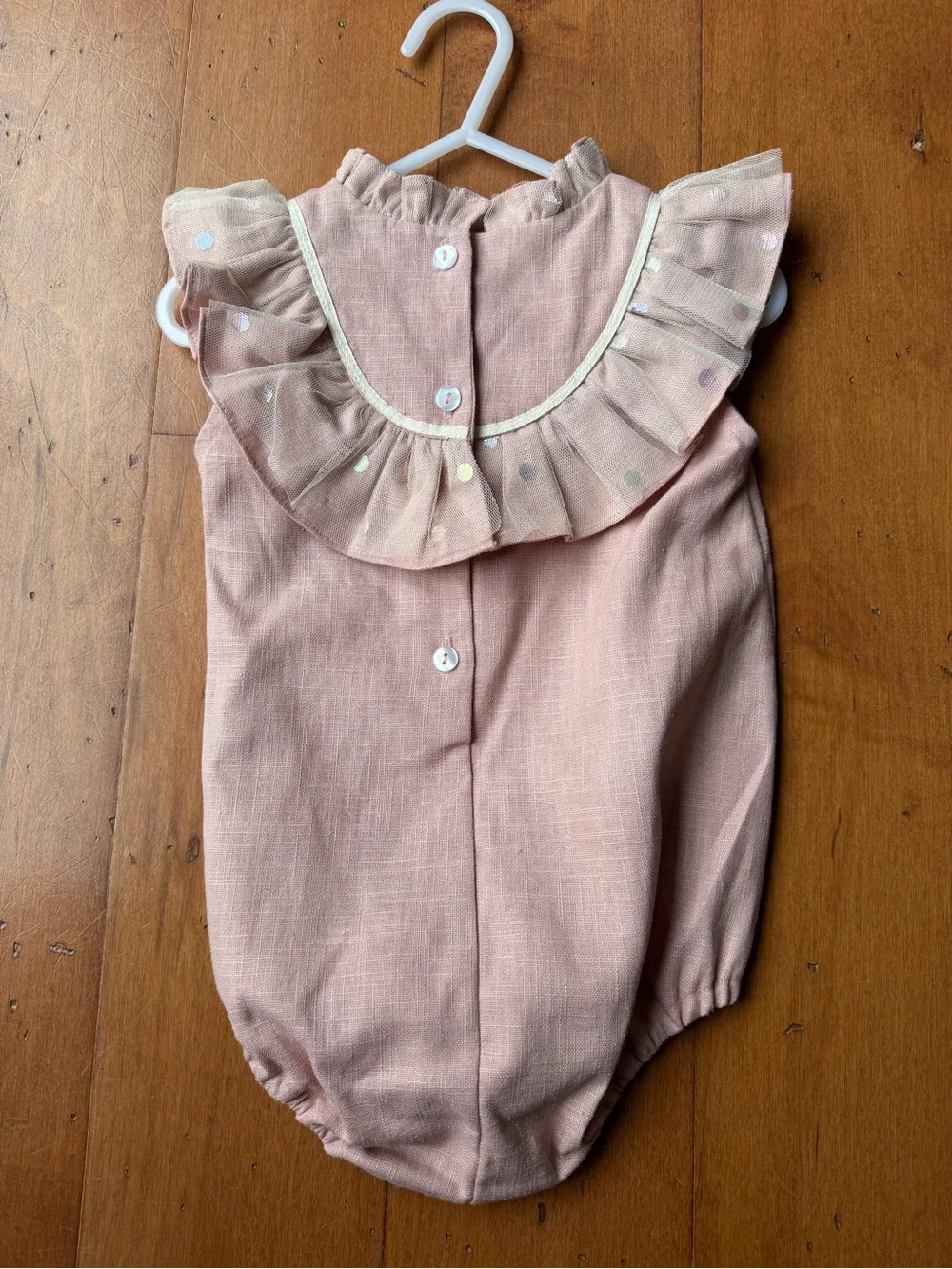 Ruffled Collar Pink Baby One-Piece Romper